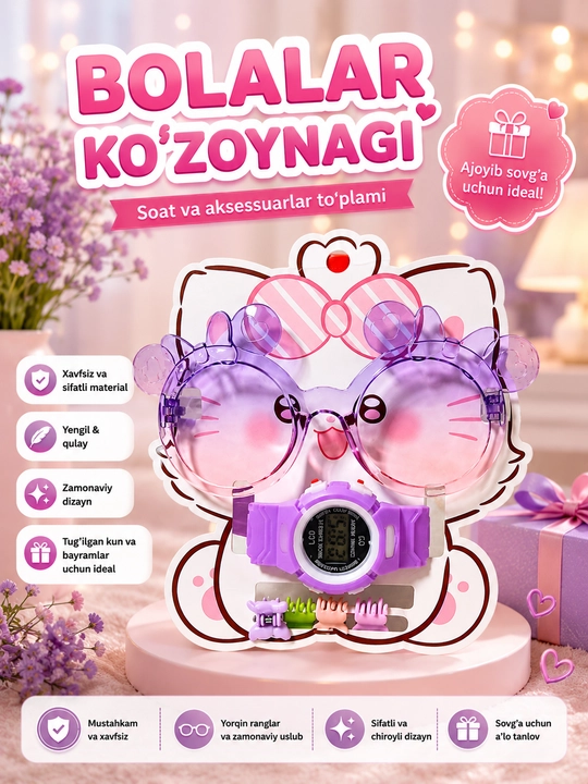 Soat va aksessuarlar to'plami, ko'zoynak, zakolka to'plamlari - 
