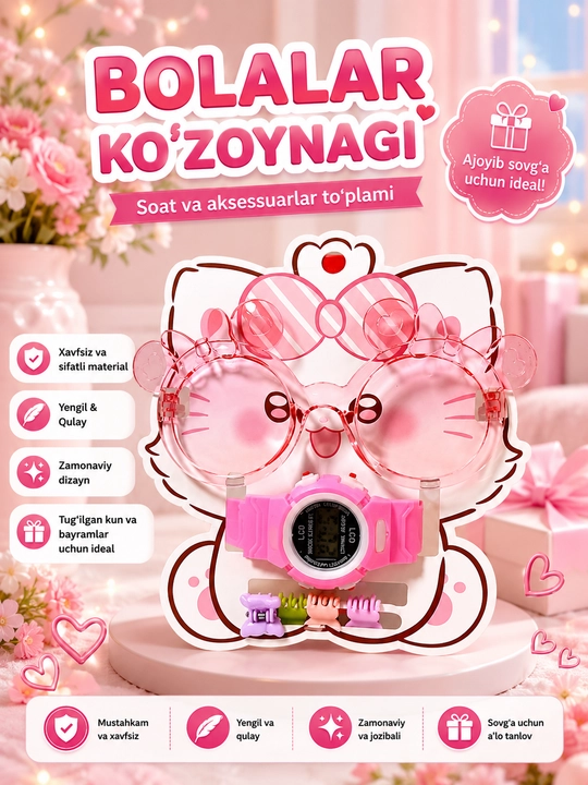 Soat va aksessuarlar to'plami, ko'zoynak, zakolka to'plamlari - 