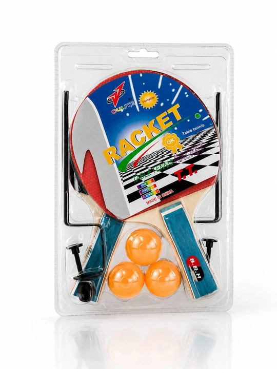 2 ta raketka, 3 ta sharik va setka bilan to‘liq stol tennis to‘plami