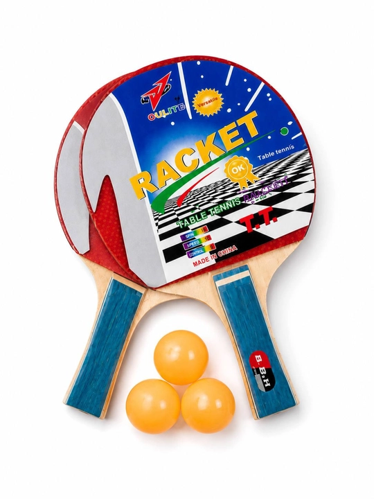 2 ta raketka, 3 ta sharik va setka bilan to‘liq stol tennis to‘plami