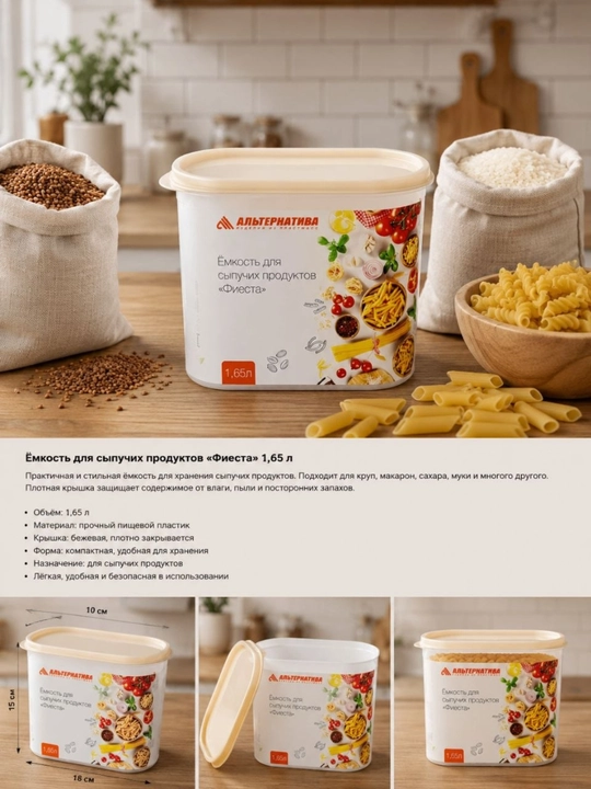 Krupalar uchun konteyner 1,65 litr - 
