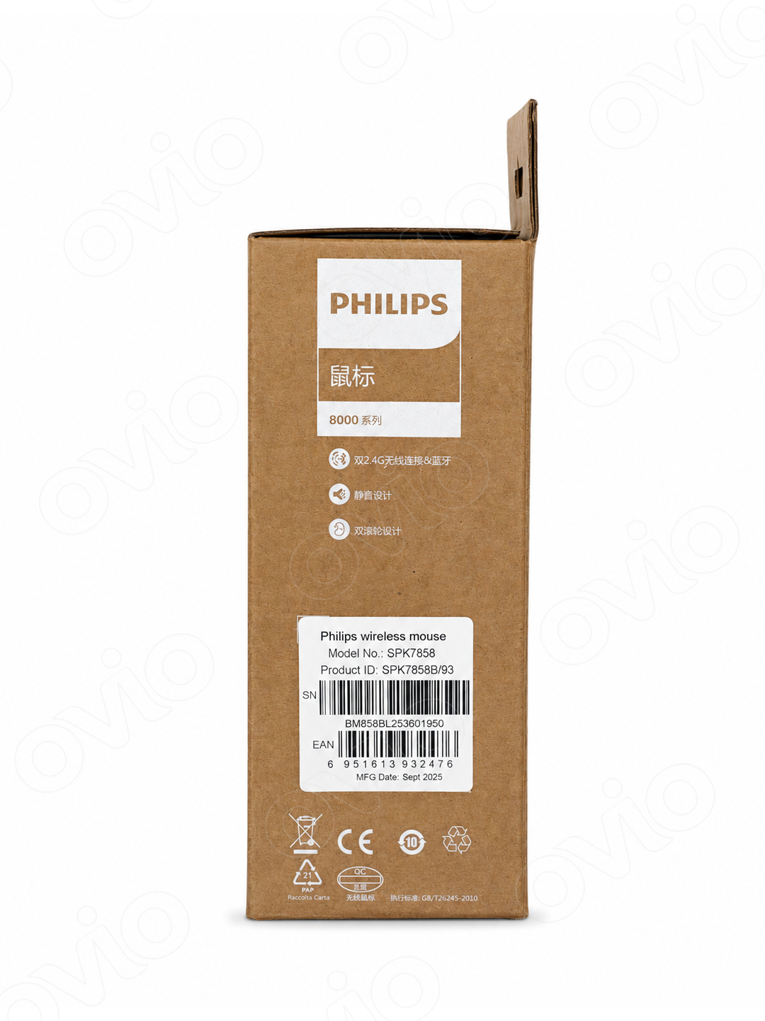 Simsiz jim ishlaydigan Philips SPK7858 sichqoncha, Bluetooth5.0/2.4G USB-A/USB-C, 4000 DPI