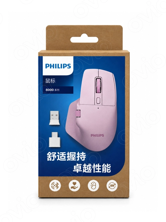 Simsiz jim ishlaydigan Philips SPK7858 sichqoncha, Bluetooth5.0/2.4G USB-A/USB-C, 4000 DPI
