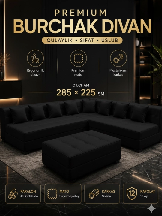 Burchakli mebel, divan, yumshoq mebel, burchakli yumshoq mebel, mehmonhona uchun mebel - 