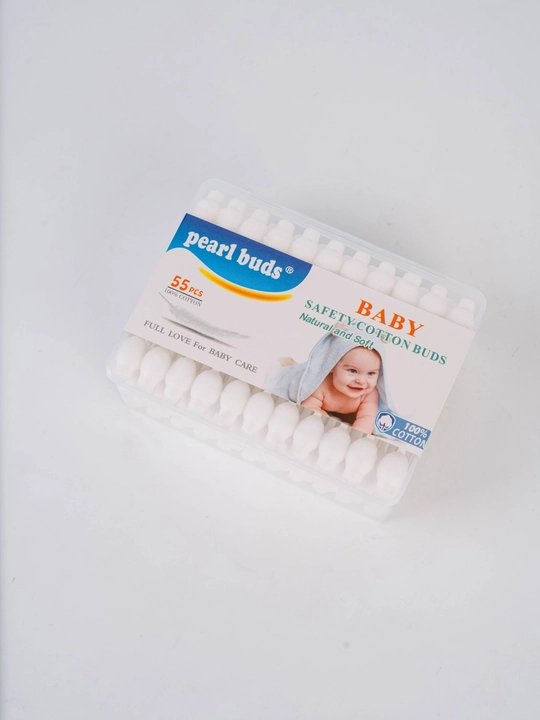 Pearl Buds Baby bolalar uchun xavfsiz paxta tayoqchalari, 55 dona
