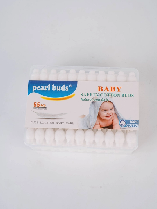 Pearl Buds Baby bolalar uchun xavfsiz paxta tayoqchalari, 55 dona