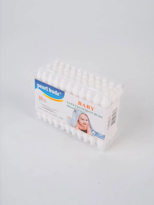 Pearl Buds Baby bolalar uchun xavfsiz paxta tayoqchalari, 55 dona