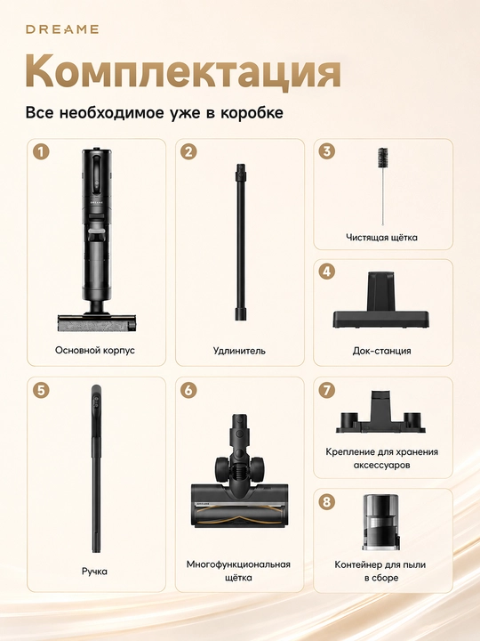 Беспроводной моющий вертикальный пылесос Dreame G10 Combo, 300 Вт, 2500 mAh, 0.9 л