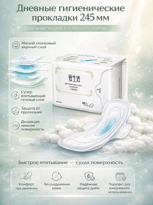 Гигиенические прокладки, Greenleaf Soft 10 шт, мягкие, дышащие