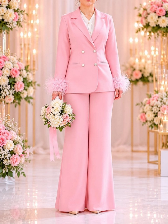 Sarpa uchun juda chiroyli kostyum shim pushti rangli zamonaviy elegantni ayollar uchun