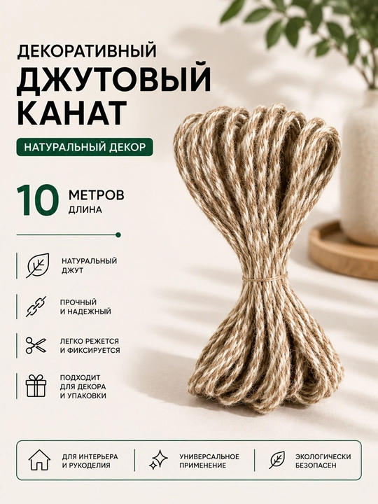 Декоративный джутовый канат 10 м - 