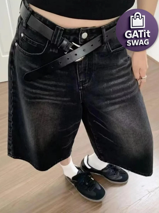 Джинсовые багги шорты милитари Y2K oversize унисекс GATit SWAG