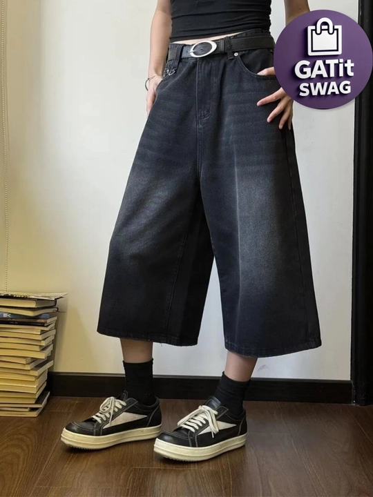 Джинсовые багги шорты милитари Y2K oversize унисекс GATit SWAG