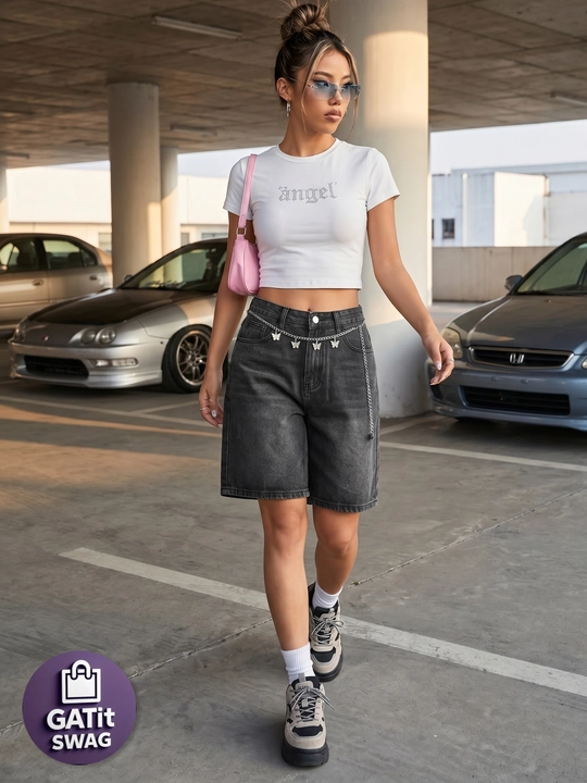 Джинсовые багги шорты милитари Y2K oversize унисекс GATit SWAG