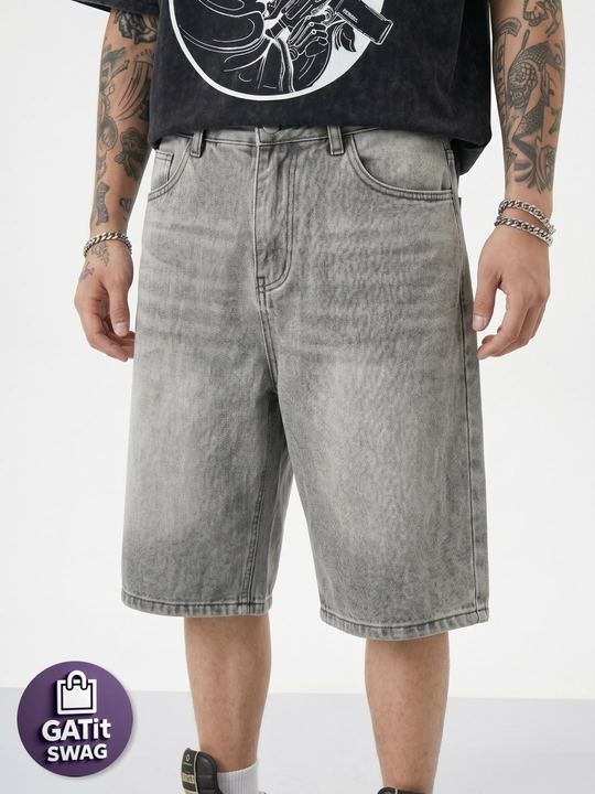 Джинсовые багги шорты милитари Y2K oversize унисекс GATit SWAG