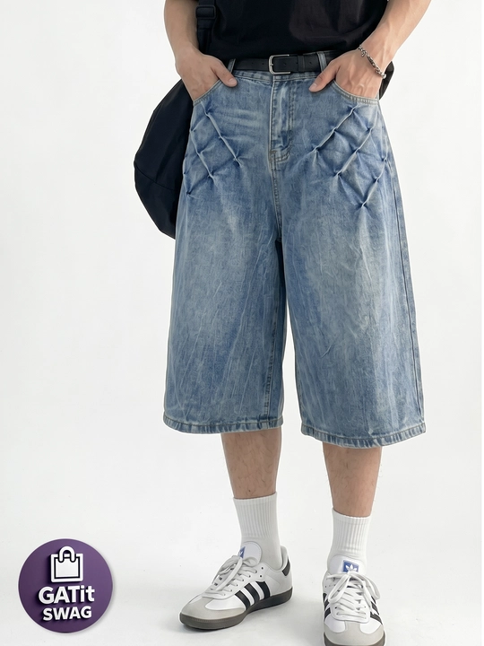 Джинсовые багги шорты милитари Y2K oversize унисекс GATit SWAG