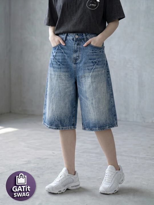 Джинсовые багги шорты милитари Y2K oversize унисекс GATit SWAG