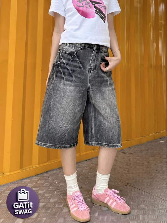 Джинсовые багги шорты милитари Y2K oversize унисекс GATit SWAG