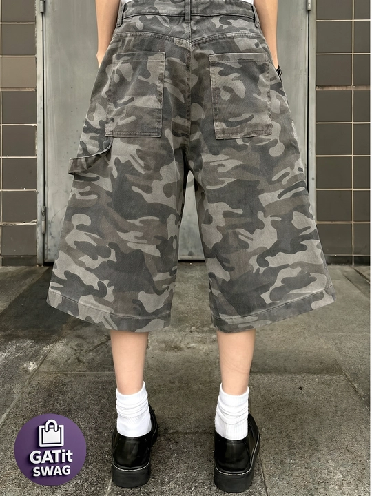 Джинсовые багги шорты милитари Y2K oversize унисекс GATit SWAG