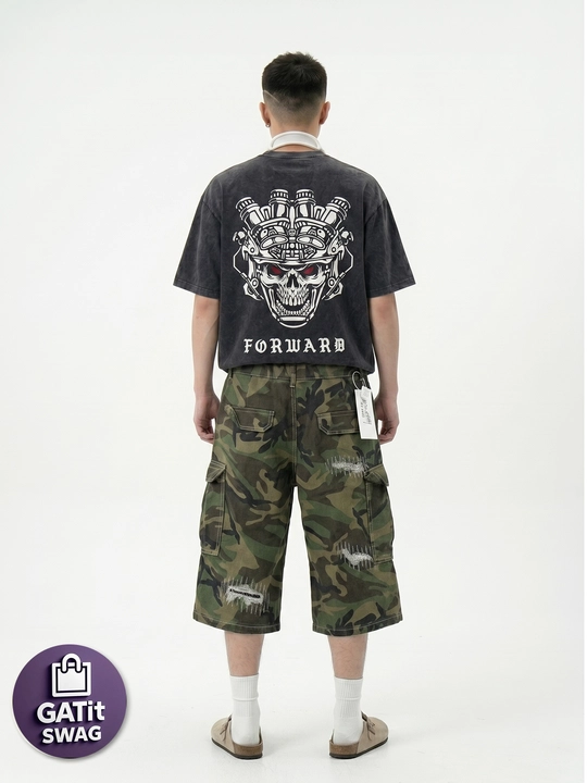 Джинсовые багги шорты милитари Y2K oversize унисекс GATit SWAG