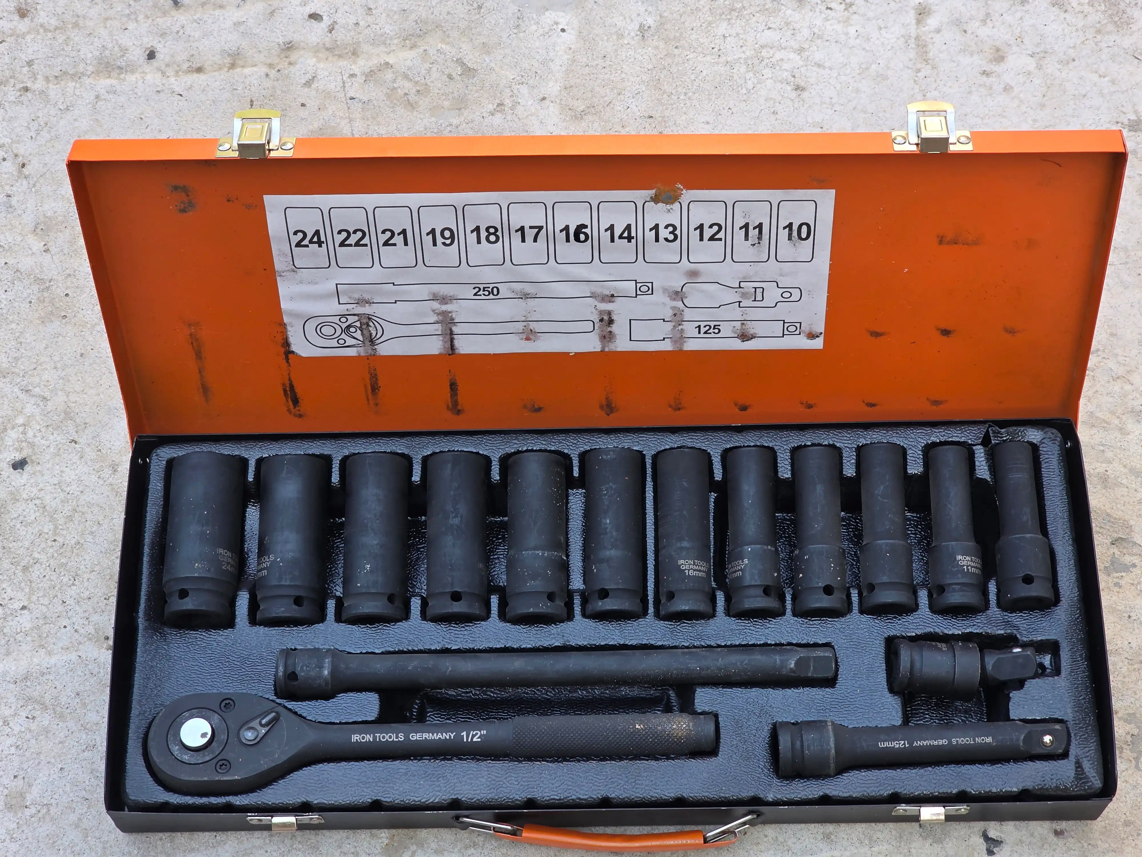Набор ударных головок 1/2", 35 шт