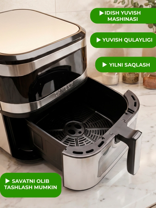 Smart aerogril, 2 TENli, yog'siz pishirish uchun multipech, 12 tasi 1,fritz, 10 va 12 litr
