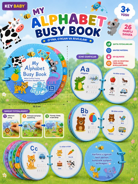 "My Alphabet Busy Book" - alifboni o‘rganish uchun interaktiv kitob