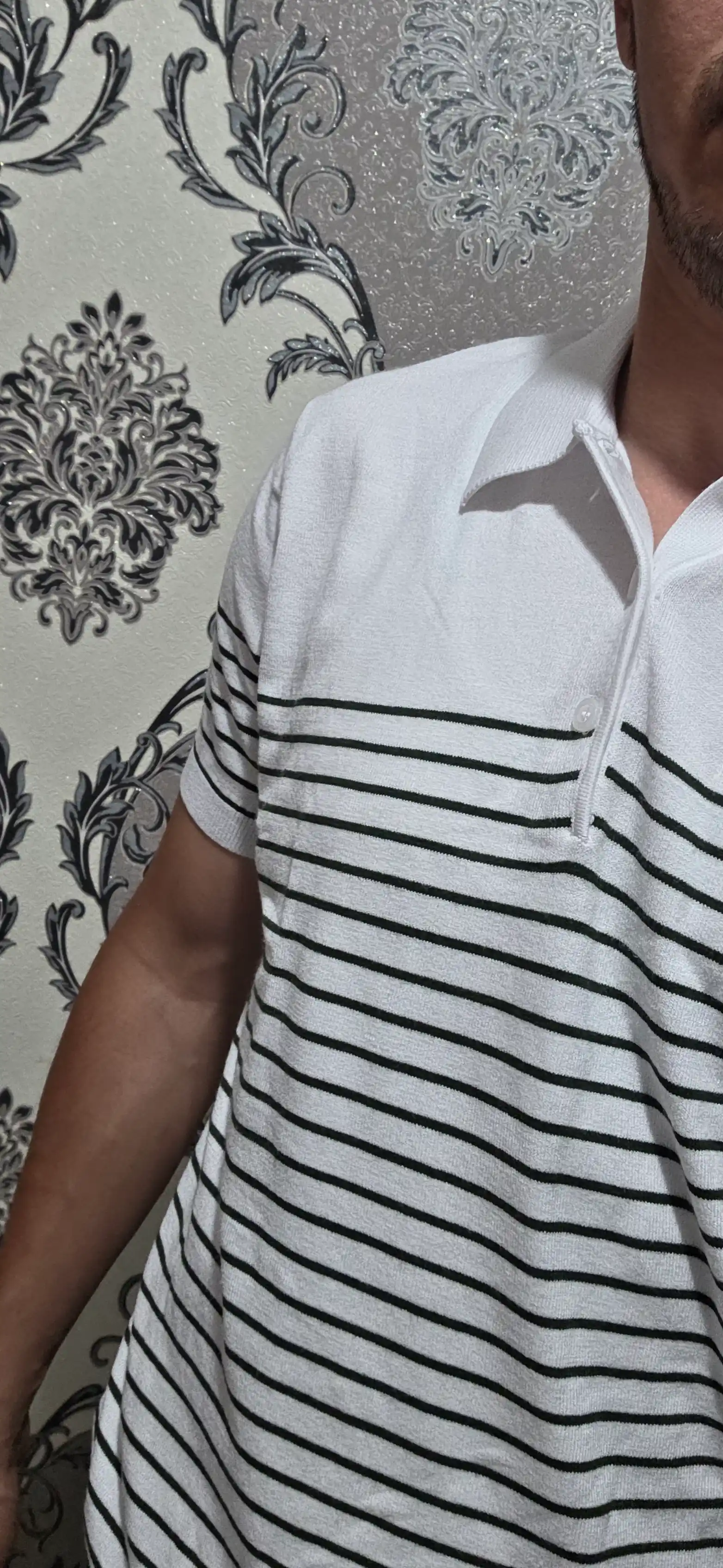 Erkaklar kalta yengli polo jemperi