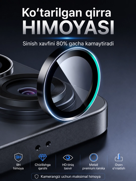 Samsung Galaxy S26 Ultra, S25 Ultra kameralari uchun himoya oynasi metall ramka