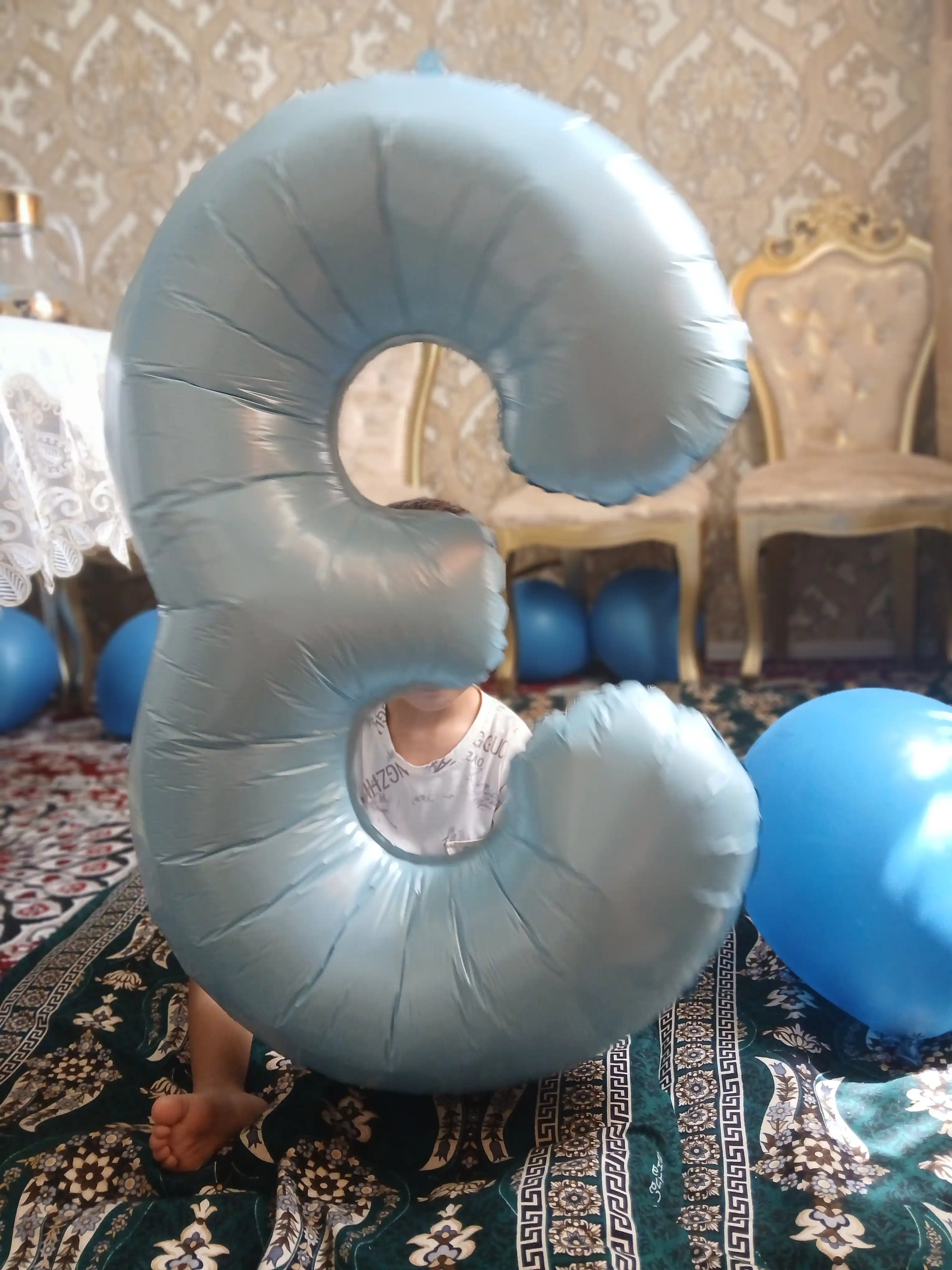 Shar katta raqam folgalangan, havorang bayram tug'ilgan kun uchun ko'pmartalik, 100 sm