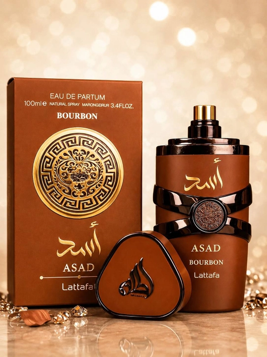 Lattafa Asad Bourbon erkaklar atiri Eau De Parfum, 100 ml, yog‘ochli ziravorli hid - 