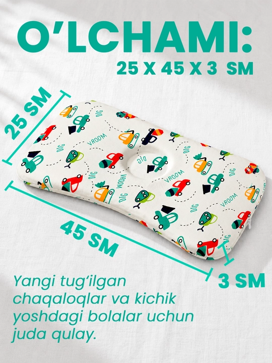 Memory Cloud bolalar yostiqchasi 25×45×3sm,yangi tugilgan chaqaloqlar uchun ortopedik