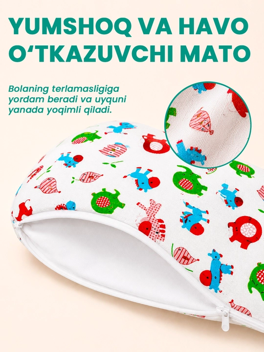 Memory Cloud bolalar yostiqchasi 25×45×3sm,yangi tugilgan chaqaloqlar uchun ortopedik