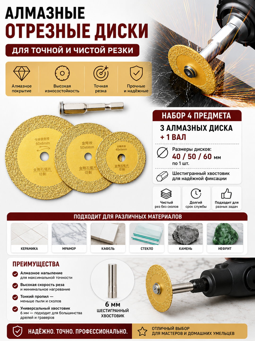 Переходник для дрели, с точильным камнем - 