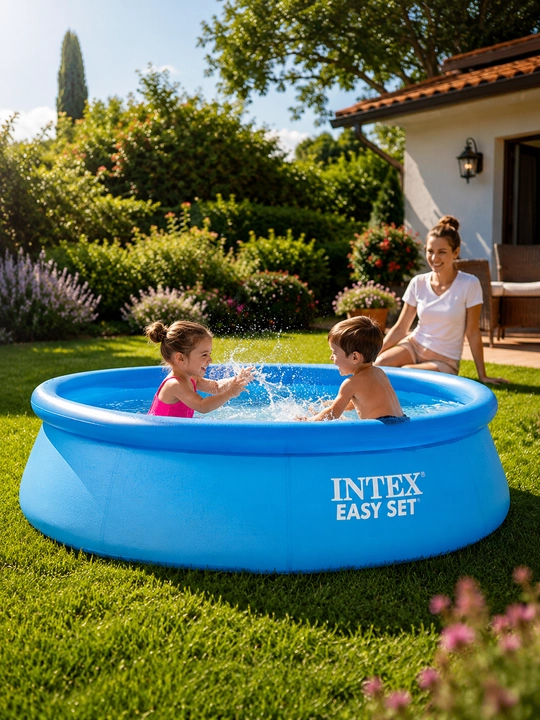 Katta shishiriladigan basseyn, uyda va dachada dam olish uchun Intex Easy Set 880-5621L