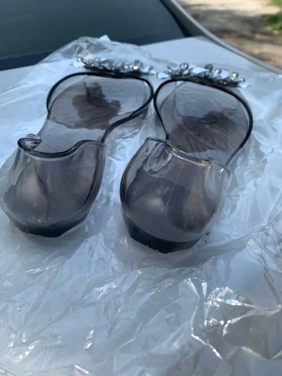 Женские прозрачные балетки с бантом летние силиконовые сандалии, jelly shoes пляжная обувь