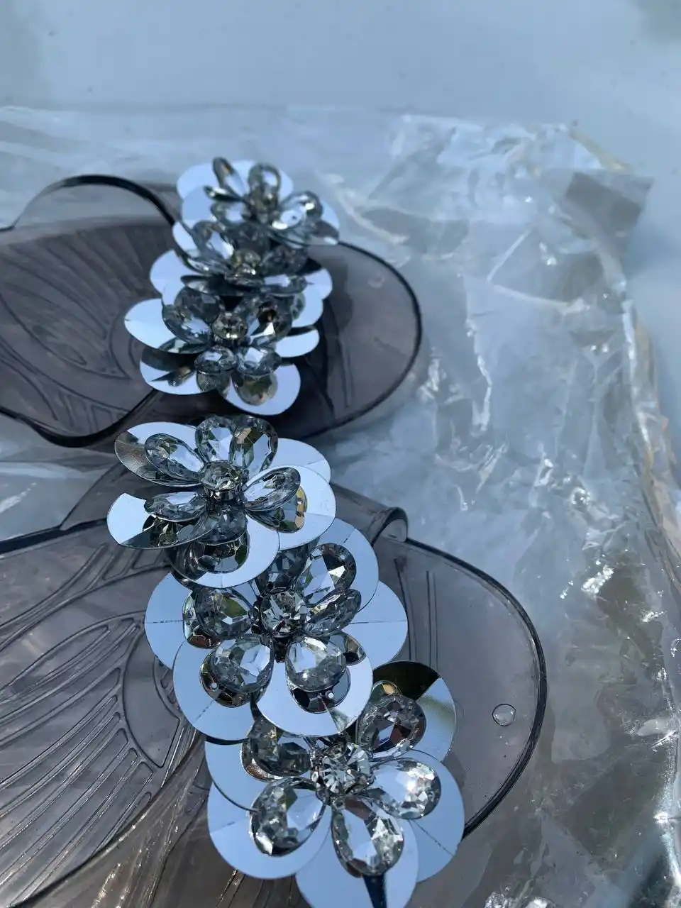 Женские прозрачные балетки с бантом летние силиконовые сандалии, jelly shoes пляжная обувь