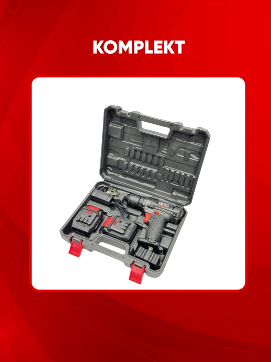 Akkumulyatorli shurup buragich TEH TDLI212S, ixcham, 12V - TEH, 1350 aylanish/min, 1.5 Ah
