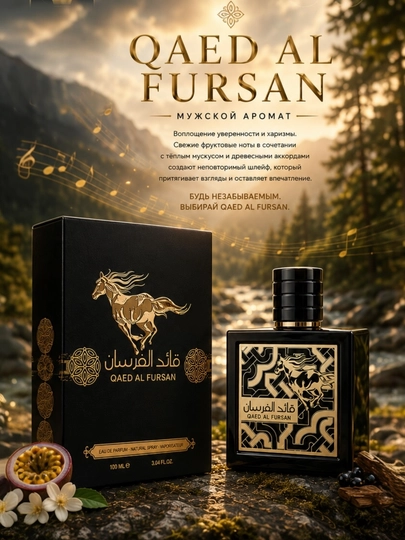 QAED AL FURSAN, LATTAFA, элегантный восточный парфюм для мужчин, 100 мл — QORGO-W1