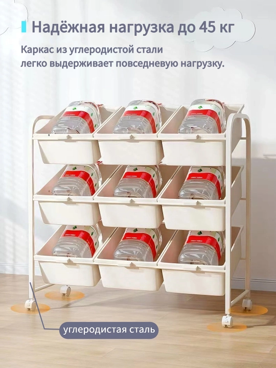 Детский стеллаж-органайзер Miss Lucky Seven для игрушек и книг, на колёсах, для хранения