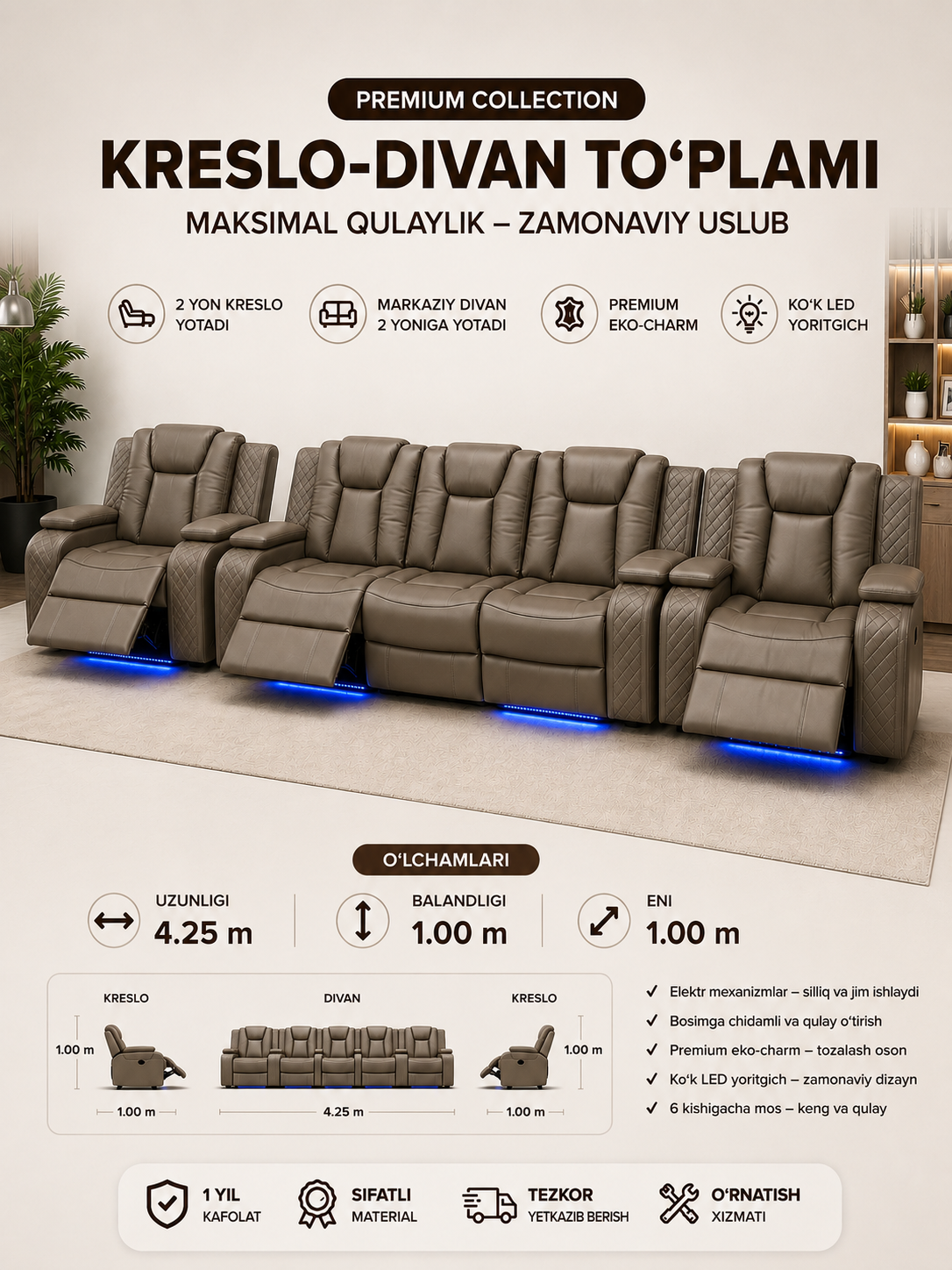 Premium Smart Relax Комплект Кресло-Диван - 