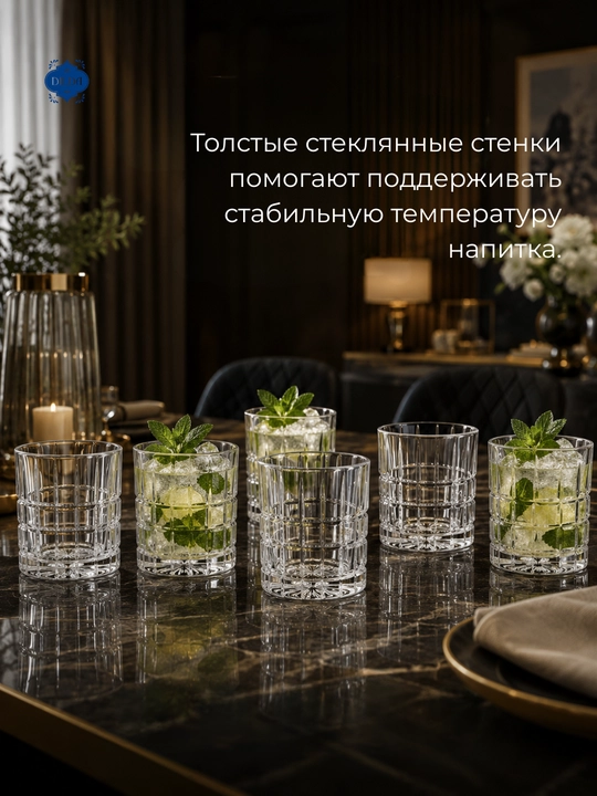 Набор стеклянных стаканов с текстурой, для коктейля и лимонада, 6 шт