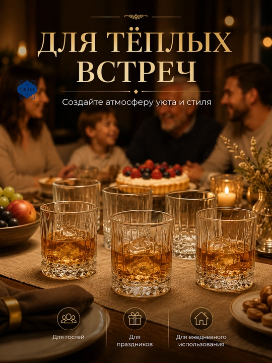 Набор стеклянных стаканов с текстурой, для коктейля и лимонада, 6 шт