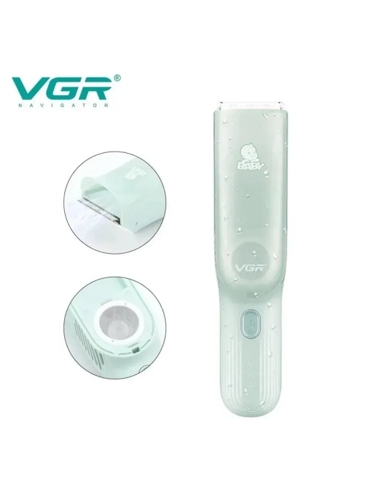 VGR Baby Trimmer — bolalar uchun soch olish mashinkasi, vakuumli, pilesosli, IPX7