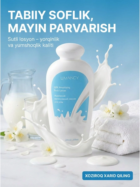 LIMANCY Sutli Oqartiruvchi va Namlantiruvchi Body Lotion 200ml - 