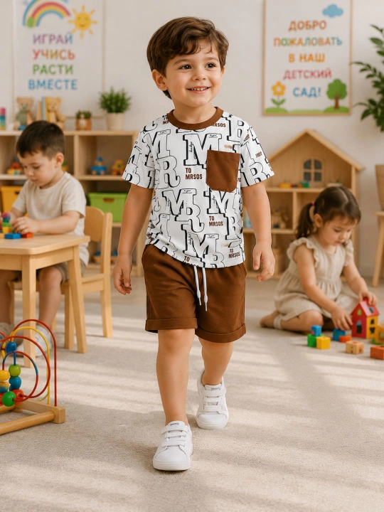 O‘g‘il bolalar yozgi komplekti, futbolka va shortik, qulay kiyim