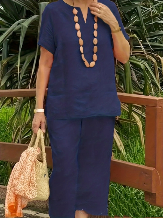 Ayollar yozgi kostyumi, katta razmerlar, 100% paxta — Elly Fashion