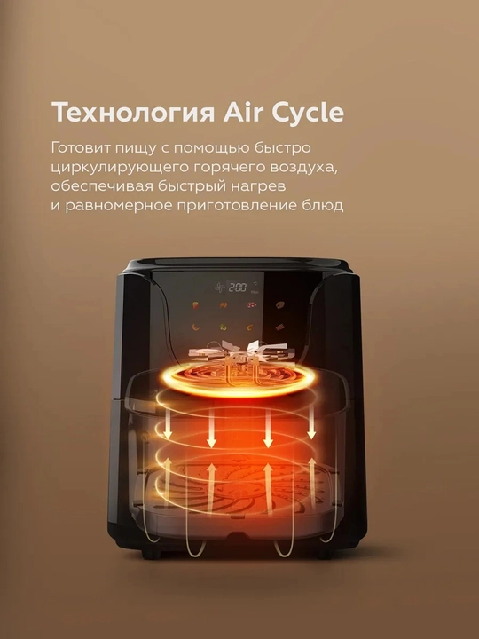 Аэрогриль мультипечь BQ AFU5011ZS 5л,AFU9011ZS 9л Duo Heat,технология Air Cycle,8 программ