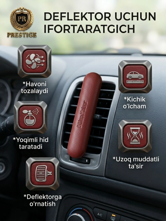 Avtomobil havo aromatizatori Balan Kaiser, deflektorga xushbo‘ylantirgich, metall, charm