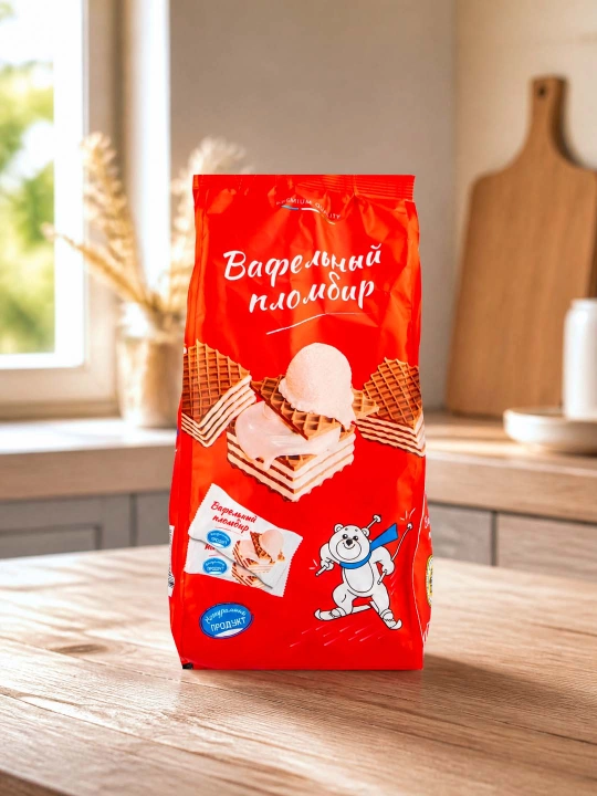 Vafli muzqaymoq, qora list-oq krem, 400 g - 